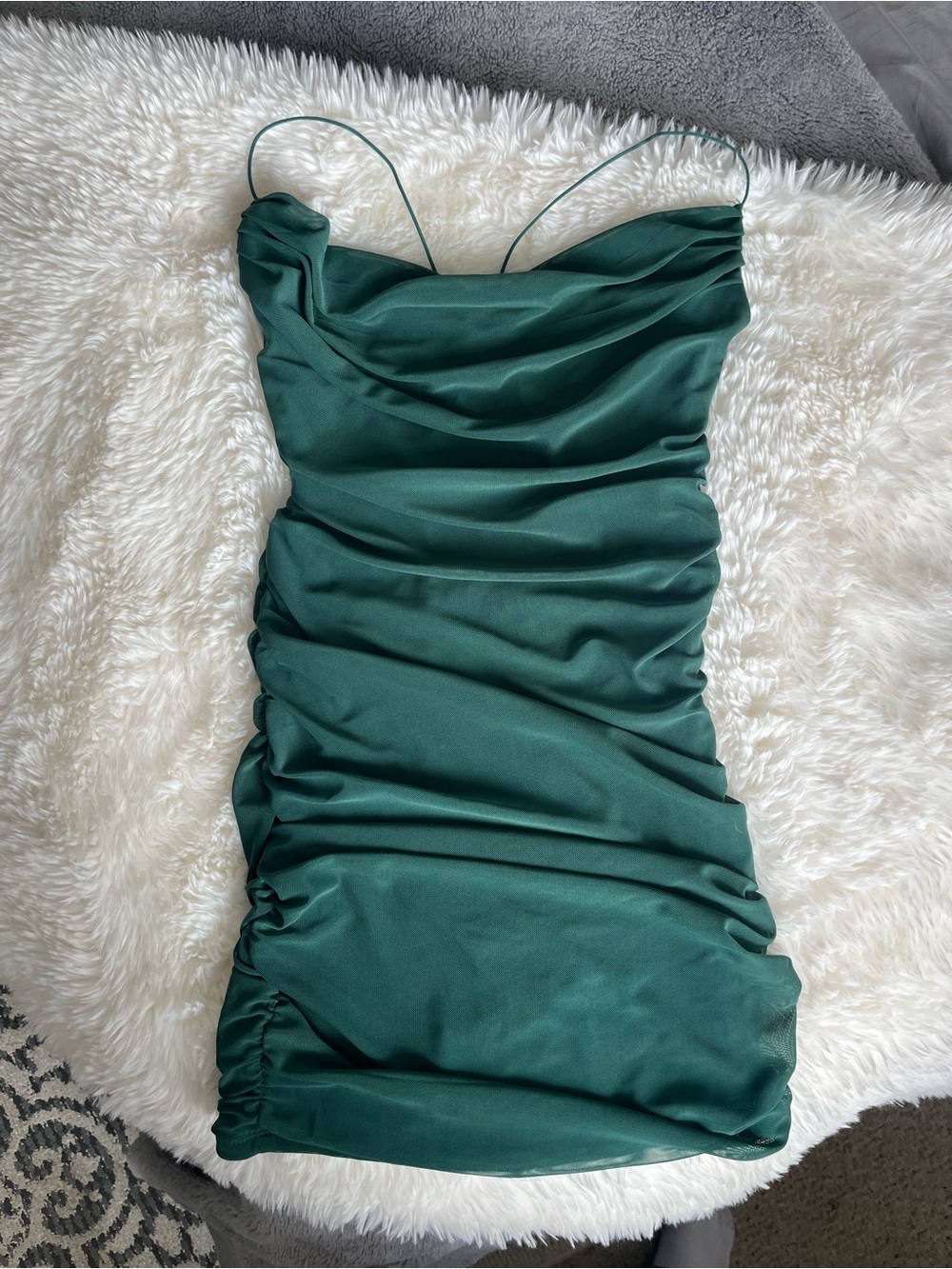 Garage Emerald Green Ruched Mini Slip Dress
